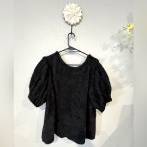 Eyelash Puff Sleeve Sweater